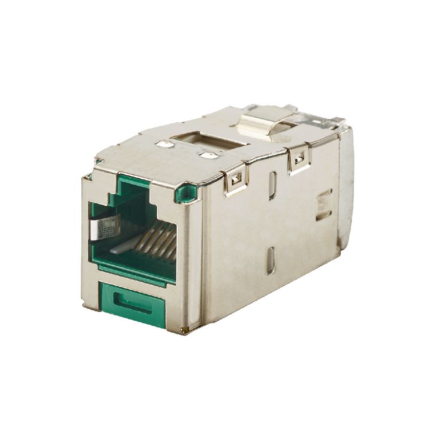 Panduit CJS6X88TGGRY | Mini-Com STP RJ45 Cat 6A TG Jack Module, Green