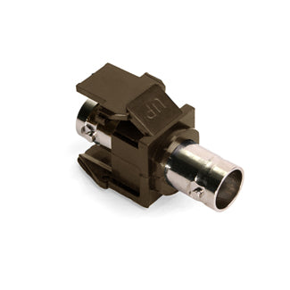 Leviton 41084-BBF | BNC Feedthrough QuickPort Connector, Nickel-Plated, 50 Ohm, Brown Housing