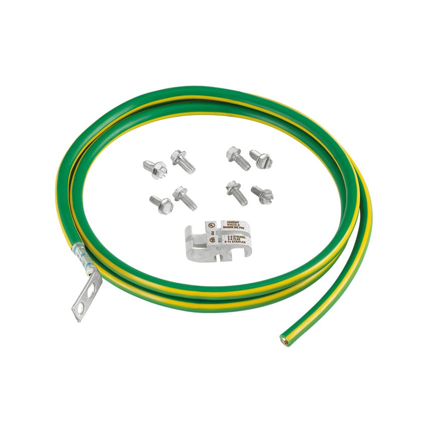 Panduit RGCBNJ660P22 | Structured Ground Equipment Bonding Jumper Kit, Green/Yellow, 6 AWG