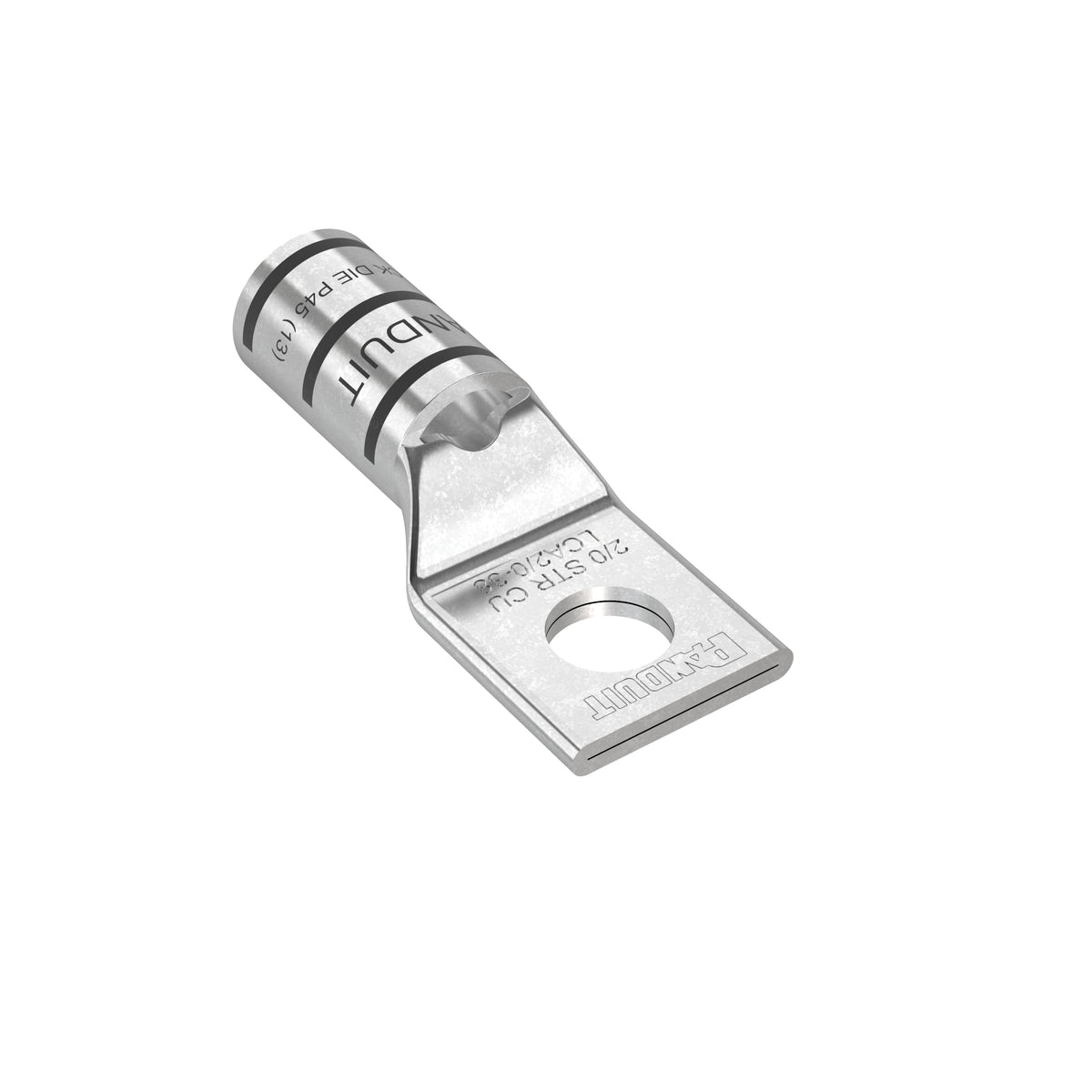 Panduit LCA2/0-38-X | Pan-Lug Comp. Lug, 2/0, Tin Plt Copper, Strt, One 3/8" Stud, PK10