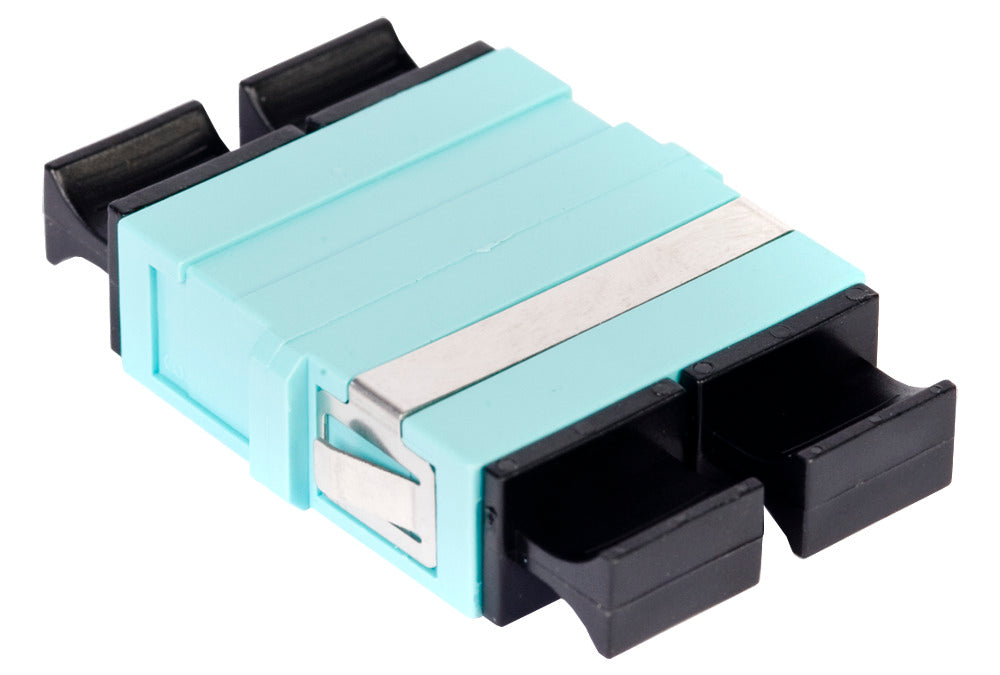 Commscope MFA-SC02-AQ-FLANGELESS-50-BULK-PACK | LazrSPEED SC Duplex Flangeless Adapter, Aqua, 50 Bulk Pack