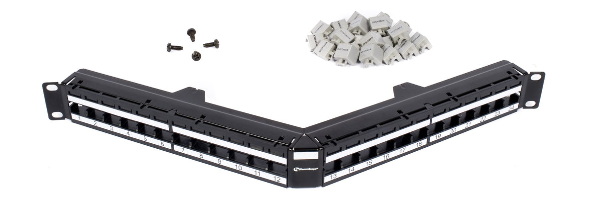 Commscope M2400A-1U-GS | GigaSPEED X10D Xpress U/UTP Angled Single-Row Modular Panel, 24 port (MGS400/600)