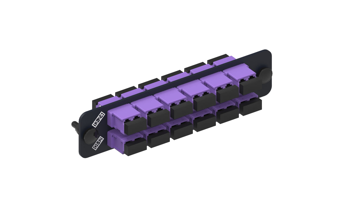 Commscope PNL-BK-024-KFA-LC02-VI-NS | Adapter Pack, Black, 1000-Type, with 12 duplex keyed LC adapters, violet, no shutter