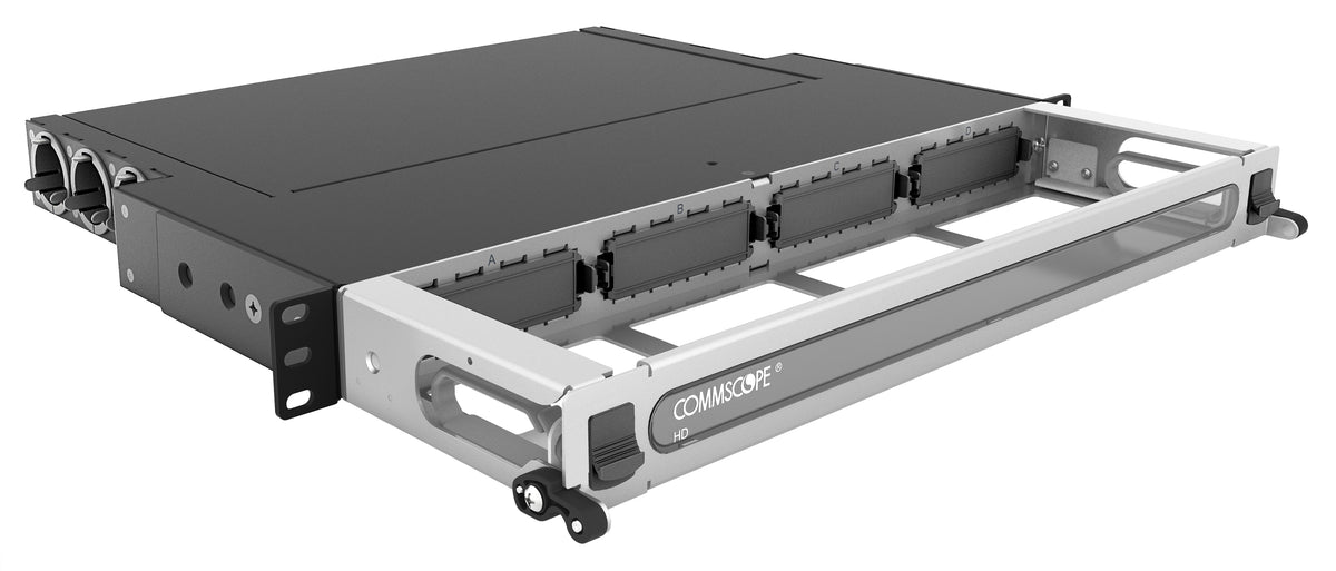 Commscope HD-1U-FX | High Density 1U modular cassette fixed Panel, accepts (4) G2 modules or MPO panels, providing up to 48 duplex LC ports, or up to 32 MPO ports