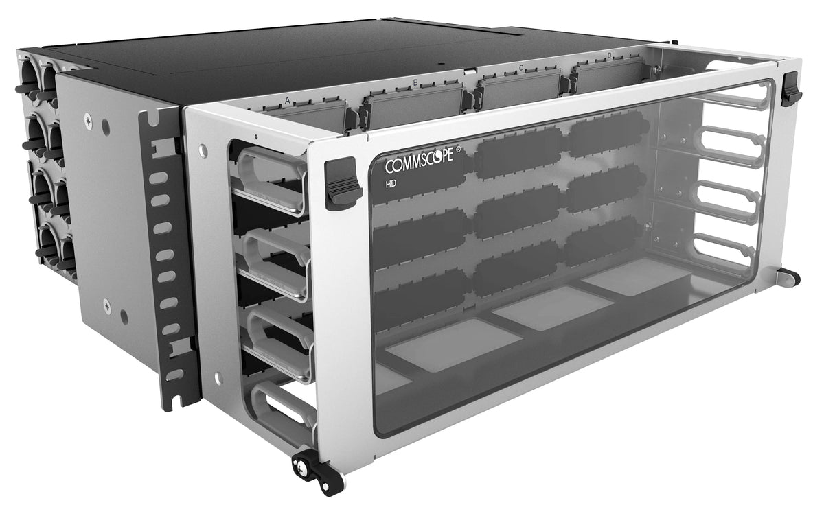 Commscope HD-4U-FX | High Density 4U modular cassette fixed Panel, accepts (16) G2 modules or MPO panels, providing up to 192 duplex LC ports or up to 128 MPO ports