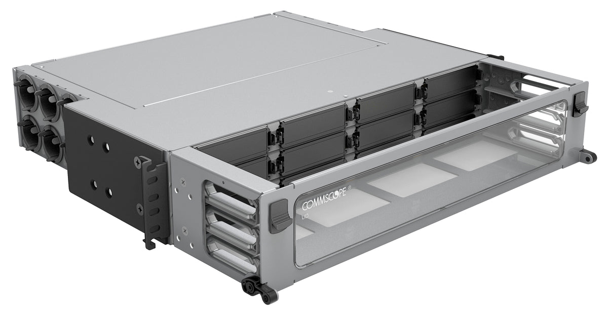Commscope UD-2U-FX | Ultra High Density 2U modular cassette fixed Panel, accepts (12) G2 modules or MPO panels, providing up to 144 duplex LC ports, or up to 96 MPO ports