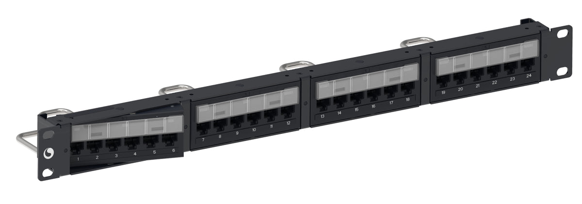 Commscope CPPD-6-DM-1U-24 | Dynamic Angled Distribution Module Panel, Cat6, UTP, 1U, 24 port