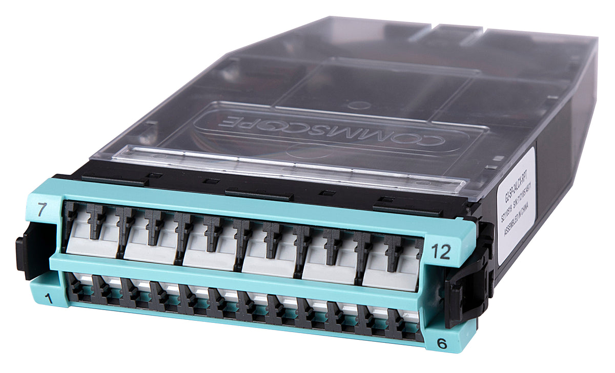 Commscope G2-SP-24LCX-RPT | G2 Splice Cassette, 24LC with internal shutters, OM4, with ribbon pigtails