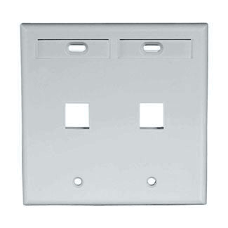 Leviton Manufacturing Co 42080-2GP | Dual-Gang QUICKPORT Wallplate with ID Windows, 2-Port, Gray