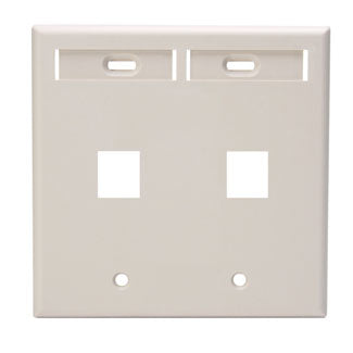 Leviton Manufacturing Co 42080-2TP | Dual-Gang QUICKPORT Wallplate with ID Windows, 2-Port, Light Almond