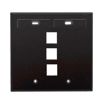 Leviton 42080-3EP | Dual-Gang QuickPort Wallplate with ID Windows, 3-Port, Black