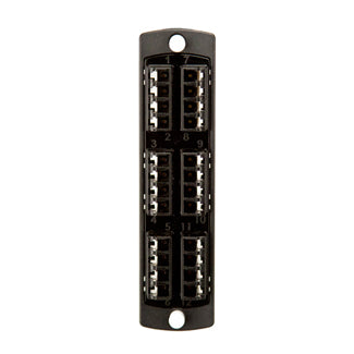 Leviton 5F100-4EL | SDX Precision Molded Plate (BLACK), 50/125um Multimode OM2, Quad LC, 24 fibers, Zirconia Ceramic Sleeve