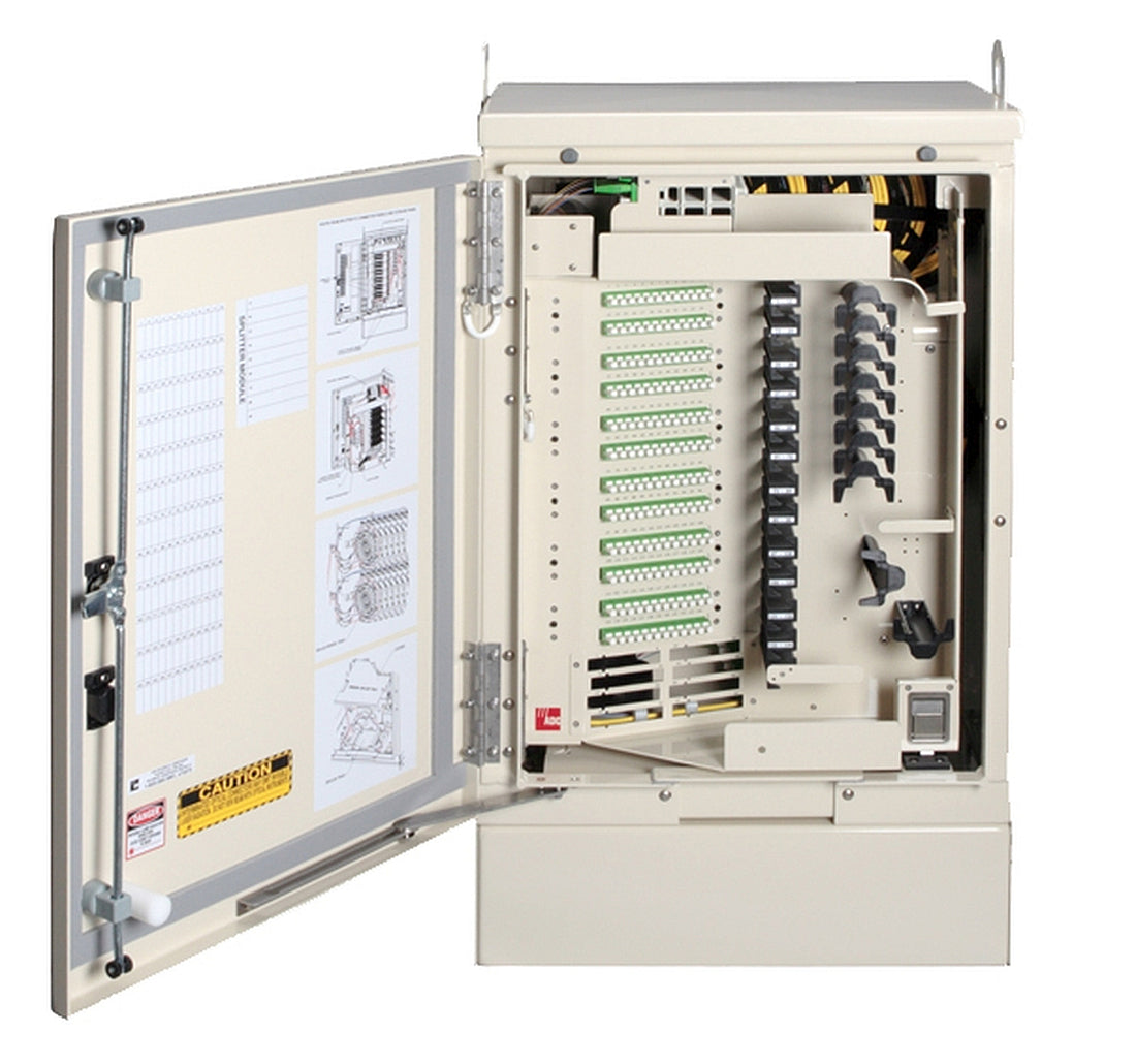 Commscope FD3-AC144J00TBBP1 | FDH 3000 Fiber Distribution Extra Small Cabinet, 144F, SC/APC, no splitters, die. ribbon, 100 ft, 12F