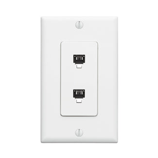 Leviton Manufacturing Co 40144-W | Decora Telephone Wall Jack Assembly, 6P4C + 6P4C, Screw Terminals, White