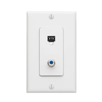 Leviton 40159-W | Decora Telephone/Video Wall Jack Assembly, 6P4C + F, screw terminals, white