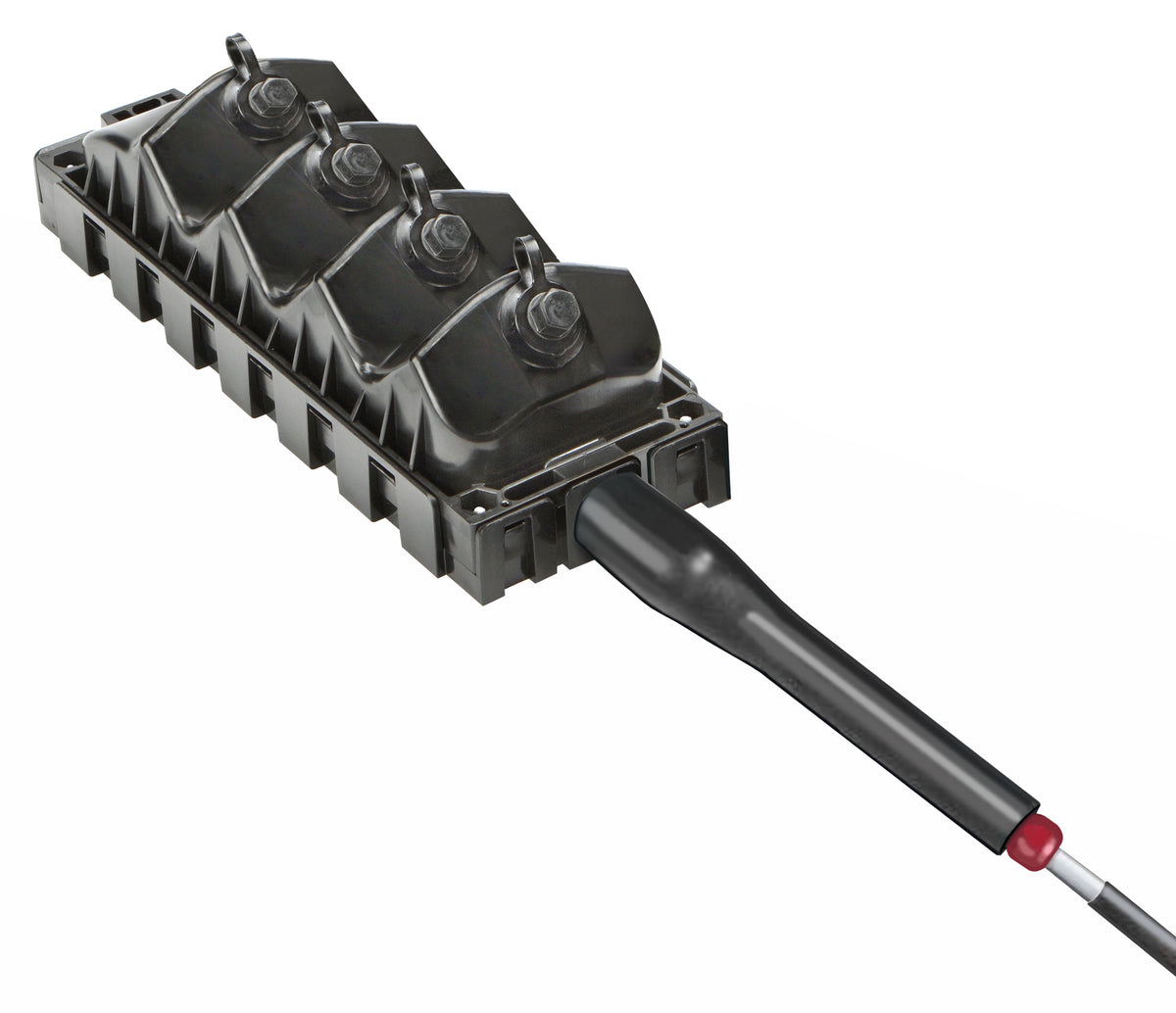 Commscope MST0NXX00A2000U | DLX Mini-MST, Fiber Optic Multiport Service Terminal, 4-port with 1x4 splitter, dielect. flat loose tube cable, 2000 ft