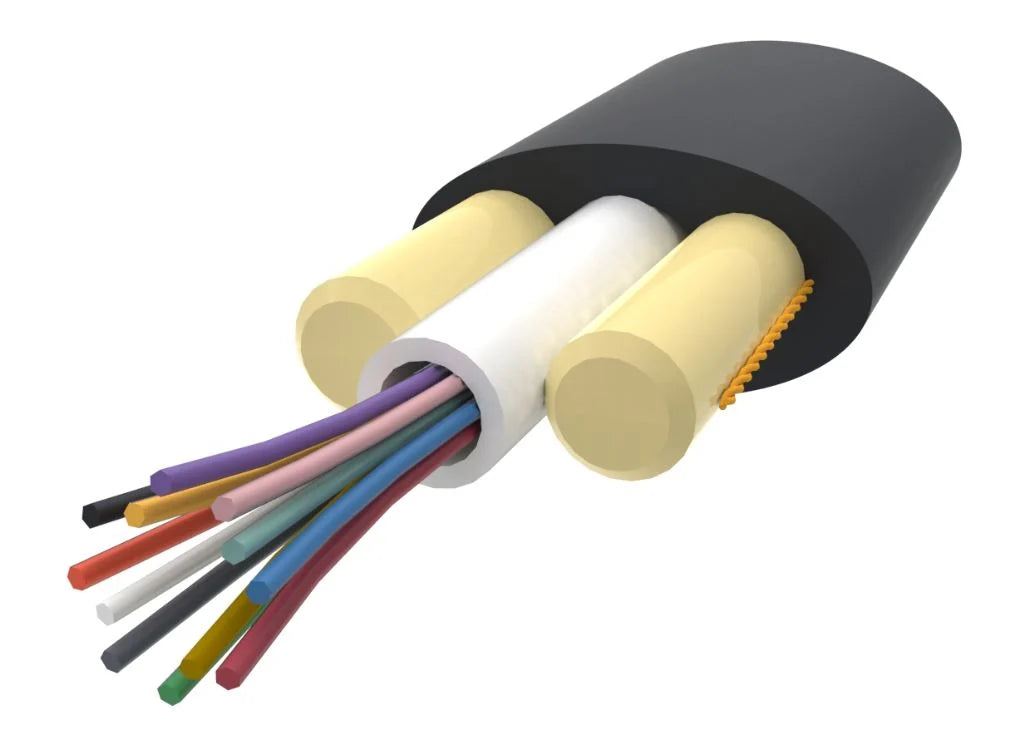 Commscope O012DF8WF12NS | LightScope ZWP Self-Supporting All-Dielectric Outdoor Drop Cable, 1–12 fiber Arid Core construction, central loose tube
