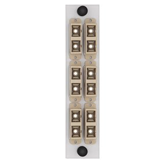 Leviton APLW6-STM | LGX 6-pack Plate w/ST Adapters, Phosphor Bronze Sleeve, 6 Fibers, White