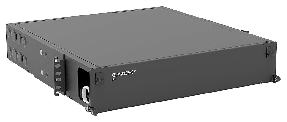 Commscope SD-2U-FX | Standard Density 2U fixed Panel, accepts (6) LGX/1000 style footprint modules or panels, providing up to 72 duplex LC ports