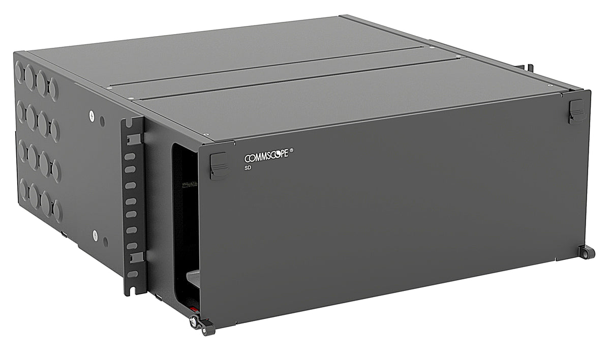 Commscope SD-4U-FX | Standard Density 4U fixed Panel, accepts (12) LGX/1000 style footprint modules or panels, providing up to 144 duplex LC ports