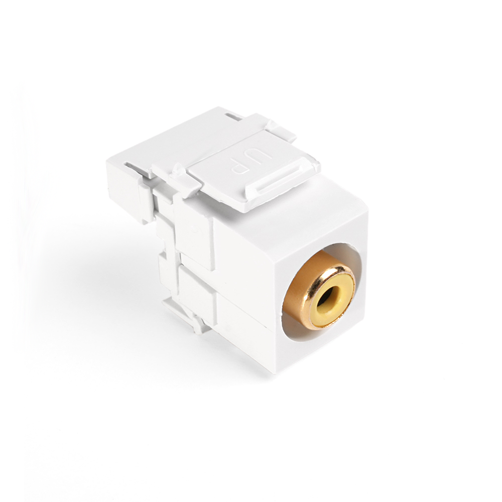 Leviton 40735-RYT | RCA 110-Termination QuickPort Connector, Yellow Barrel, Light Almond Housing