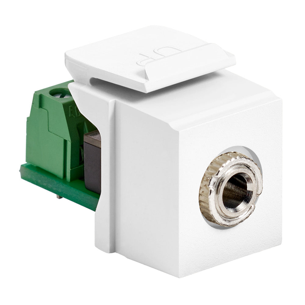 Leviton 40839-SWS | 3.5mm Stereo QuickPort Connector, Female to Screw Terminal, White Housing