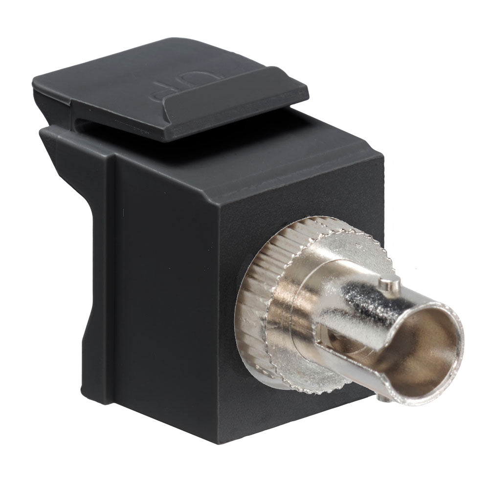 Leviton 41084-SEF | QuickPort ST Fiber Optic Adapter, MM, Phosphor Bronze Sleeve, Black
