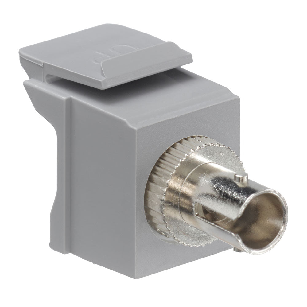 Leviton 41084-SGZ | QuickPort ST Fiber Optic Adapter, SM, Zirconia Sleeve, Grey