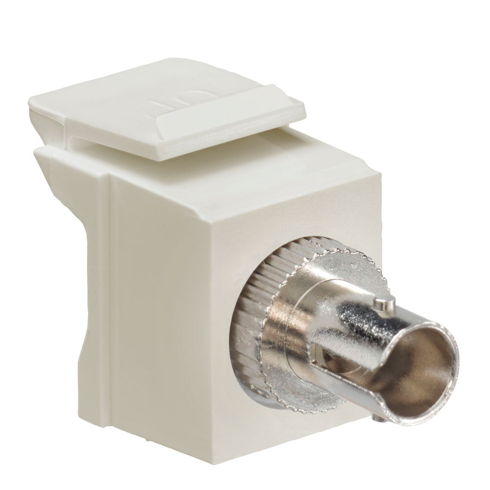 Leviton 41084-SIZ | QuickPort ST Fiber Optic Adapter, SM, Zirconia Sleeve, Ivory