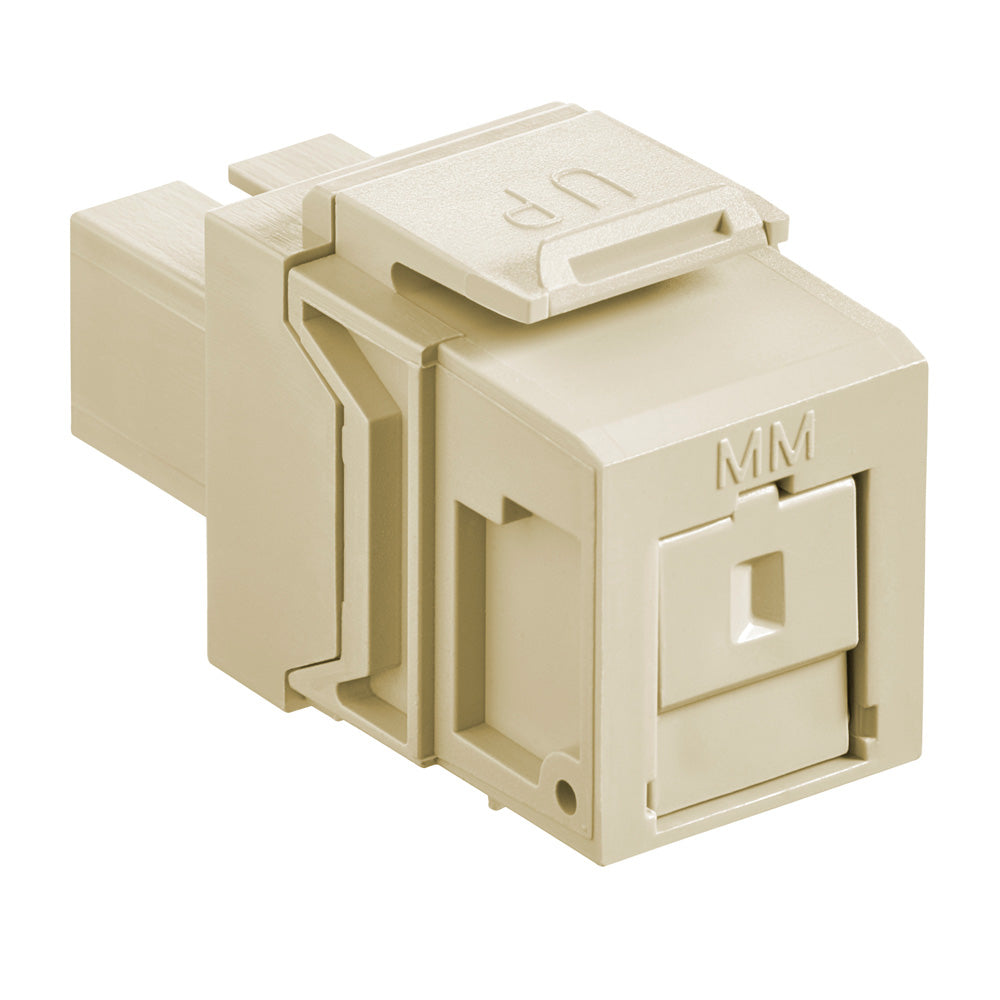 Leviton 41085-MIC | QuickPort Multimode Simplex SC Fiber Optic Adapter Module, Phosphor Bronze Sleeve, Ivory