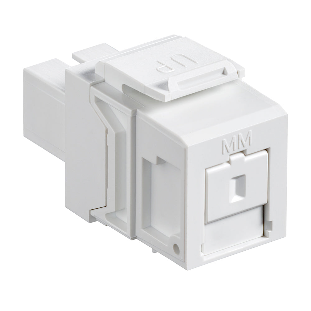 Leviton 41085-MWC | QuickPort Multimode Simplex SC Fiber Optic Adapter Module, Phosphor Bronze Sleeve, White