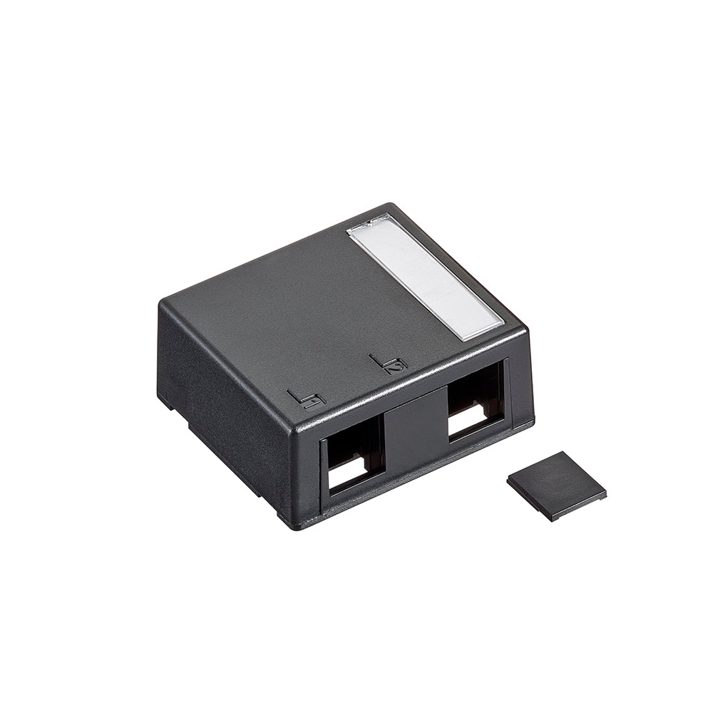 Leviton 41089-2EP | Surface-Mount QuickPort Box, Plenum-Rated, 2-Port, Black