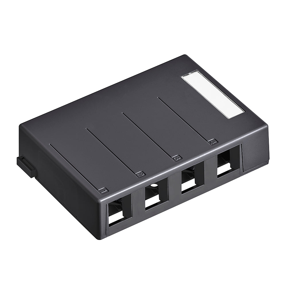 Leviton 41089-4EP | Surface-Mount QuickPort Box, 4-Port, Black