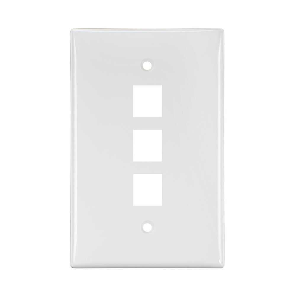 Leviton 41091-3WN | Midsize Single-Gang QuickPort Wallplate, 3-Port, White