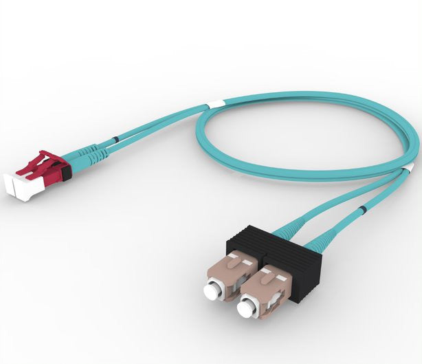 Commscope FDXL1SC42-GXM005 | OM4 LC Keyed Red to SC Fiber Patch Cord, 1.6 mm Duplex, Plenum | Breakout Length/Option - No breakouts | Cord Length - 5 M