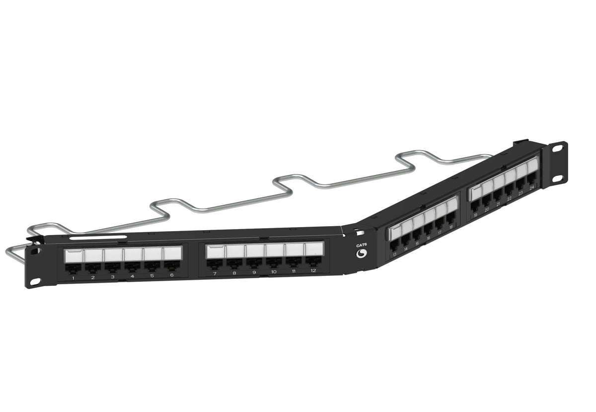 Commscope UNPA-6-DM-1U-24 | Angled Distribution Module Panel, Cat 6, UTP, 1U, 24 port