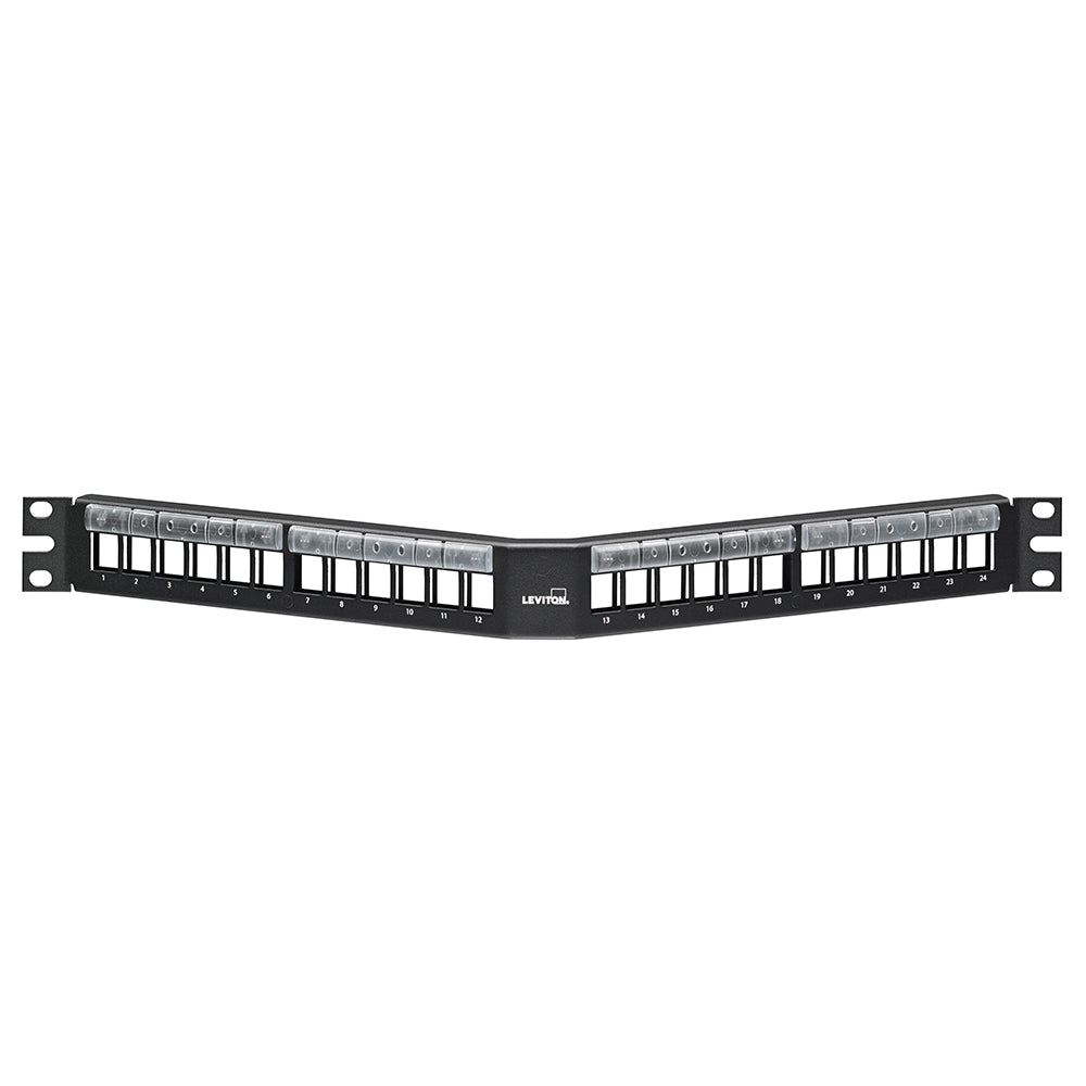 Leviton 49256-H48 | QuickPort Angled Patch Panel, 48-Port, 2RU