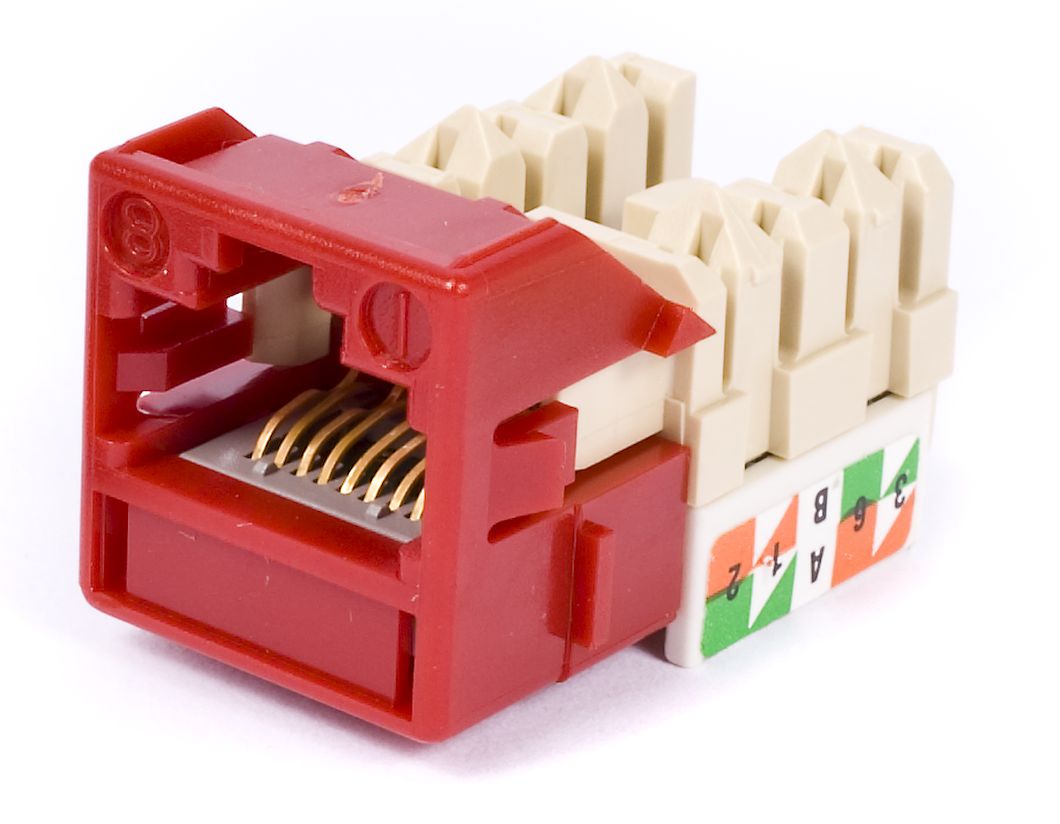 Commscope UNJ600-RD-100PK | Uniprise UNJ600 Category 6 U/UTP Information Outlet, red, 100 pack