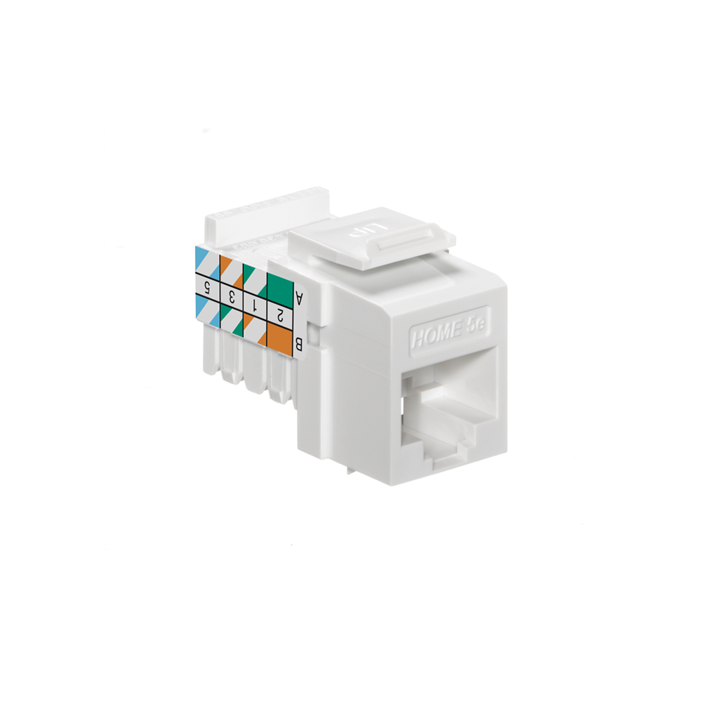 Leviton 5EHOM-RW5 | HOME 5e Snap-In Jack, T568A/B Wiring, White