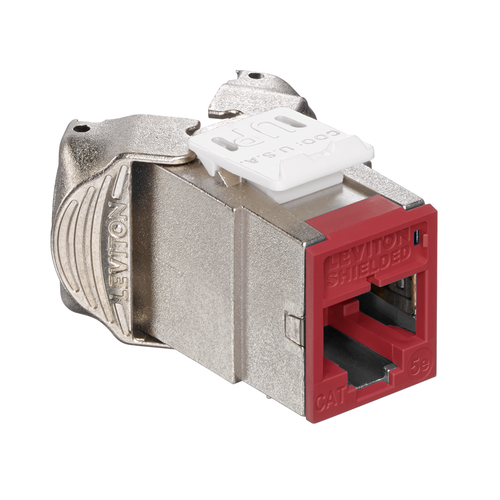 Leviton 5ESJK-RR5 | Atlas-X1 Cat 5e Shielded QuickPort Jack, Dark Red