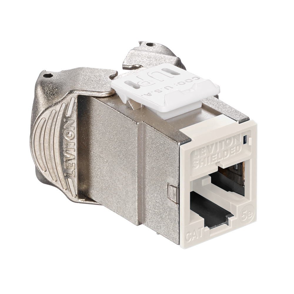 Leviton 5ESJK-RT5 | Atlas-X1 Cat 5e Shielded QuickPort Jack, Light Almond