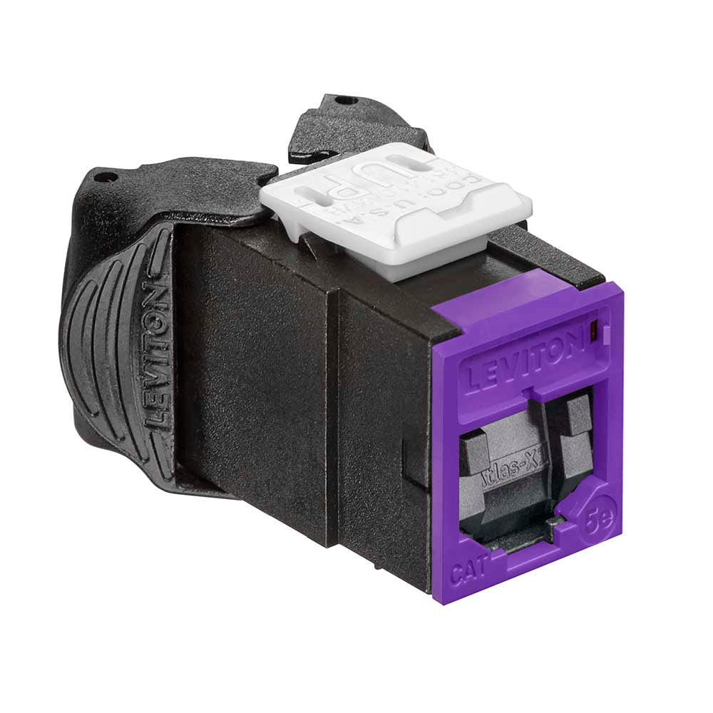Leviton 5EUJK-SR5 | Atlas-X1 Cat 5e UTP QuickPort Jack with Shutters, Dark Red
