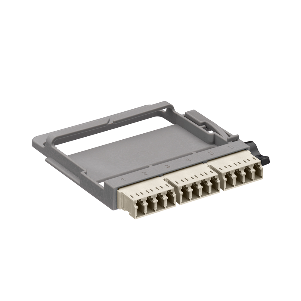 Leviton 5FUHD-2IL | HDX Fiber Adapter Plate, OM1 & OM2, Quad LC (beige), 12 fibers, Phosphor Bronze Sleeve