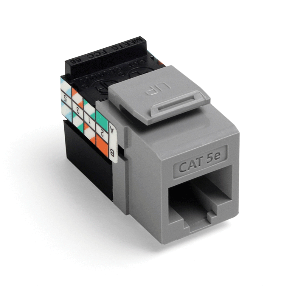 Leviton 5G108-RG5 | GigaMax Cat 5e QuickPort Jack, Gray
