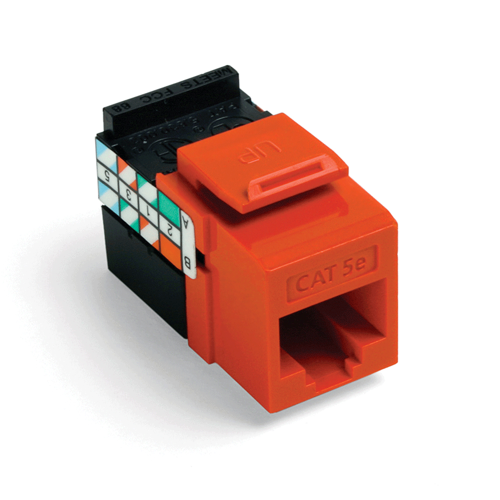 Leviton 5G108-RO5 | GigaMax Cat 5e QuickPort Jack, Orange