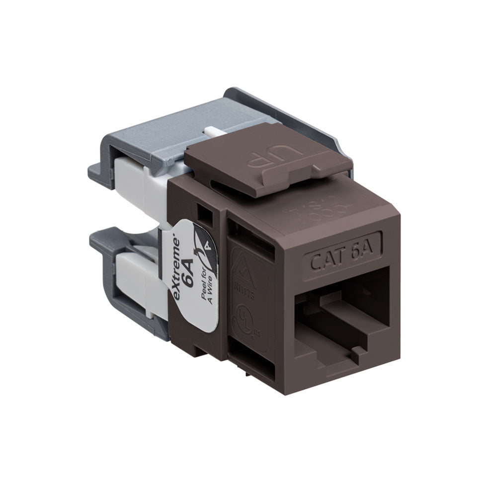 Leviton 6110G-RB6 | eXtreme Cat 6A QuickPort Jack, Channel-Rated, Brown