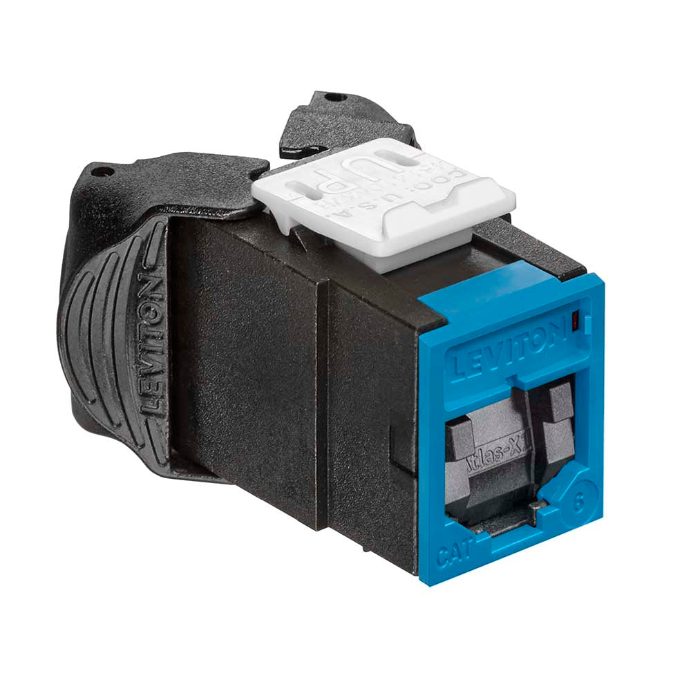 Leviton 61UJK-SL6 | Atlas-X1 Cat 6 UTP QuickPort Jack with Shutters, Blue