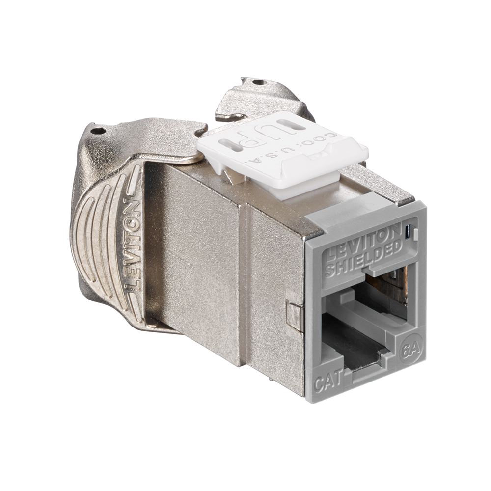 Leviton 6ASJK-RG6 | Atlas-X1 Cat 6A Shielded QuickPort Jack, Component-Rated, Gray