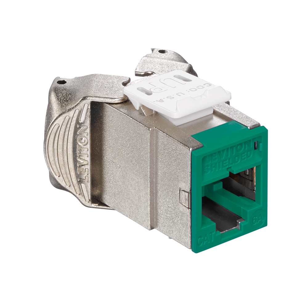 Leviton 6ASJK-RT6 | Atlas-X1 Cat 6A Shielded QuickPort Jack, Component-Rated, Light Almond