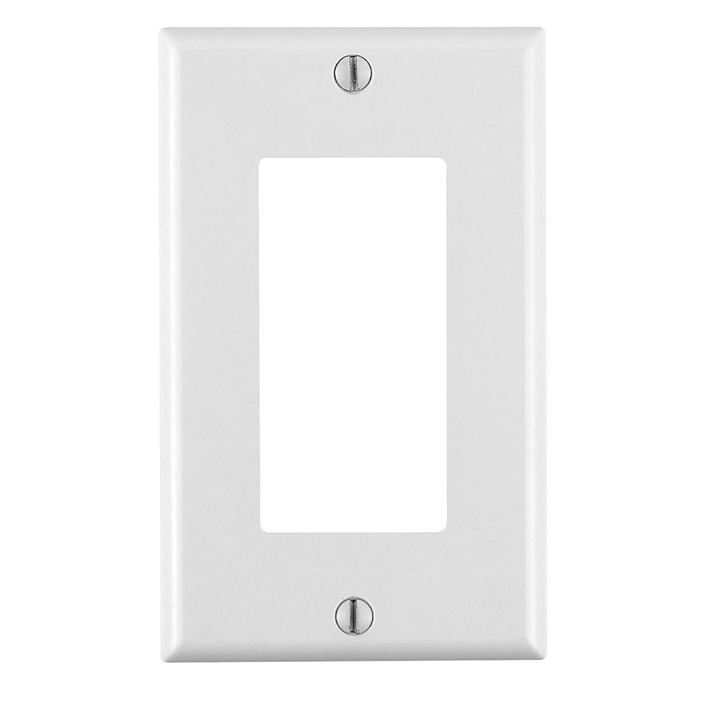 Leviton 80401-W | 1-Gang Decora/GFCI Device Decora Wallplate/Faceplate, Standard Size, Thermoset, Device Mount - White